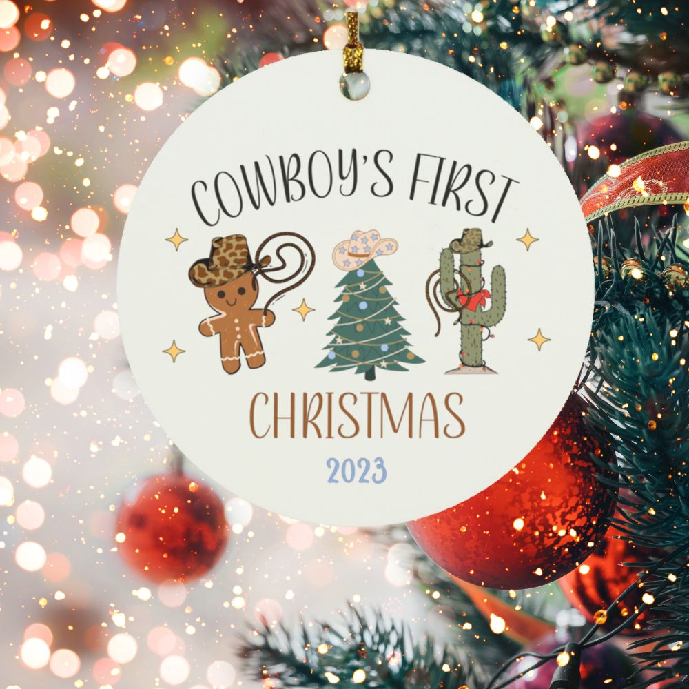 Cowboy's First Christmas (2023)- Wooden Circle Ornament