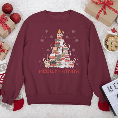 Meowy Catmas - Unisex Ugly Sweater, Christmas, Winter, Fall