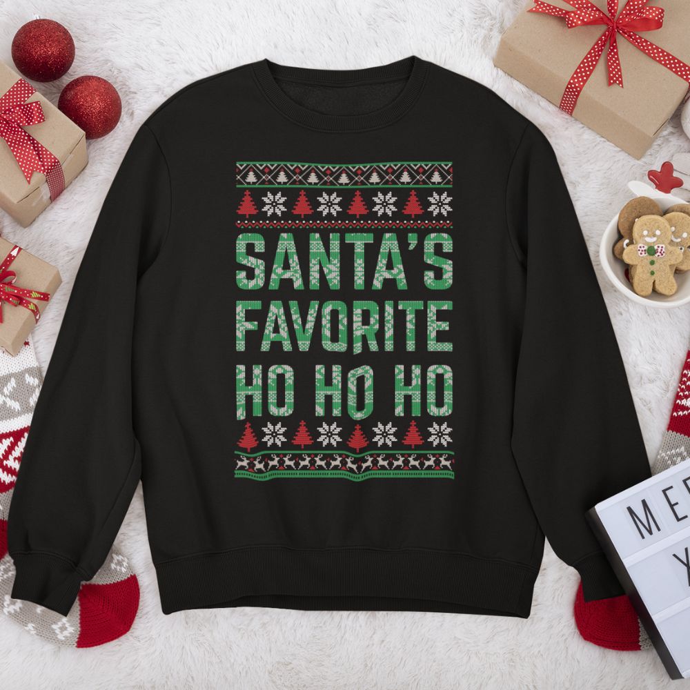 Santa's Favorite HO HO HO - Unisex Ugly Sweater, Christmas, Winter, Fall