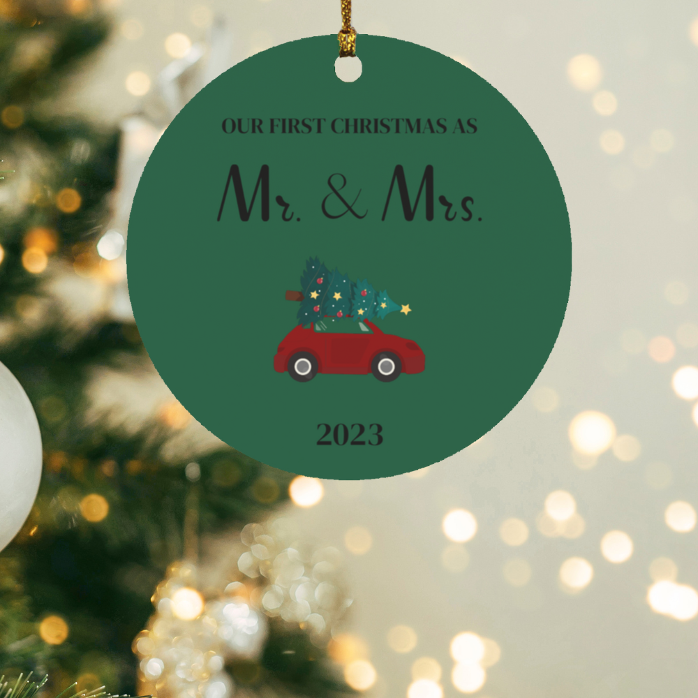 Our First Christmas As Mr & Mrs. (2023)- Wooden Circle Ornament