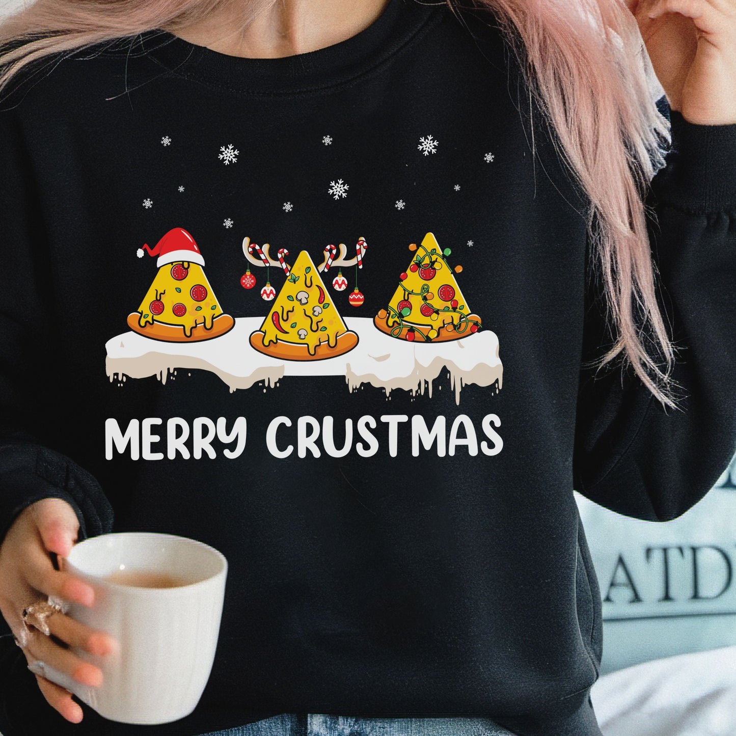 Merry Crustmas, Pizza Lovers Christmas - Suéter feo unisex, Navidad, Invierno, Otoño