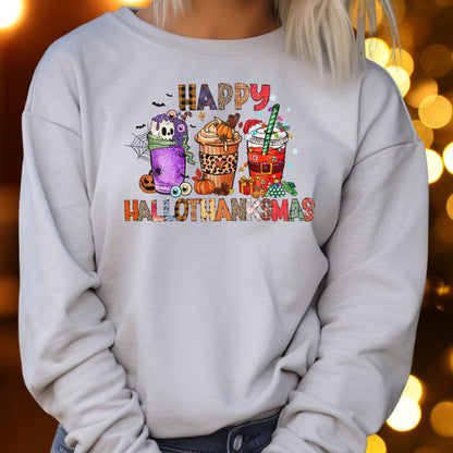 Happy Hallothanksmas - Unisex Ugly Sweater, Christmas, Winter, Fall