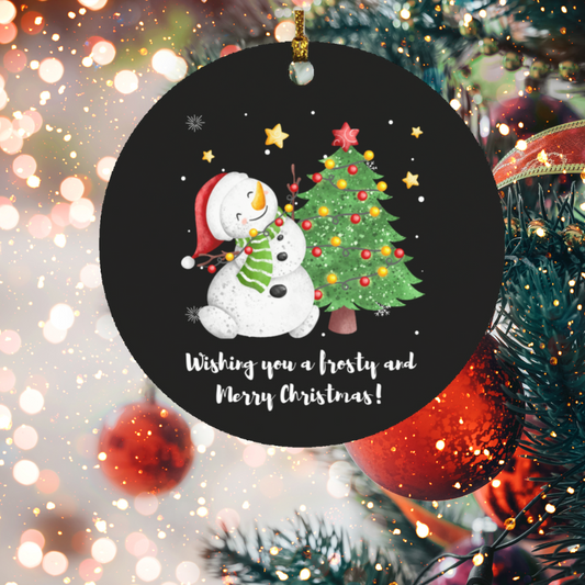 Wishing You A Frosty and Merry Christmas!- Circle Ornament