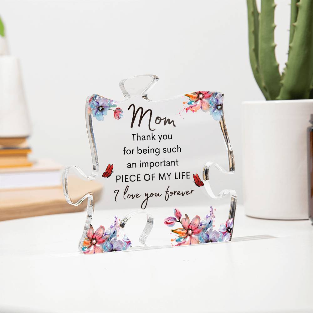 𝑴𝑶𝑴, Piece of my Heart - Mother's Day, Perfect Gift for Mom, Acrylic Puzzle Plaque
