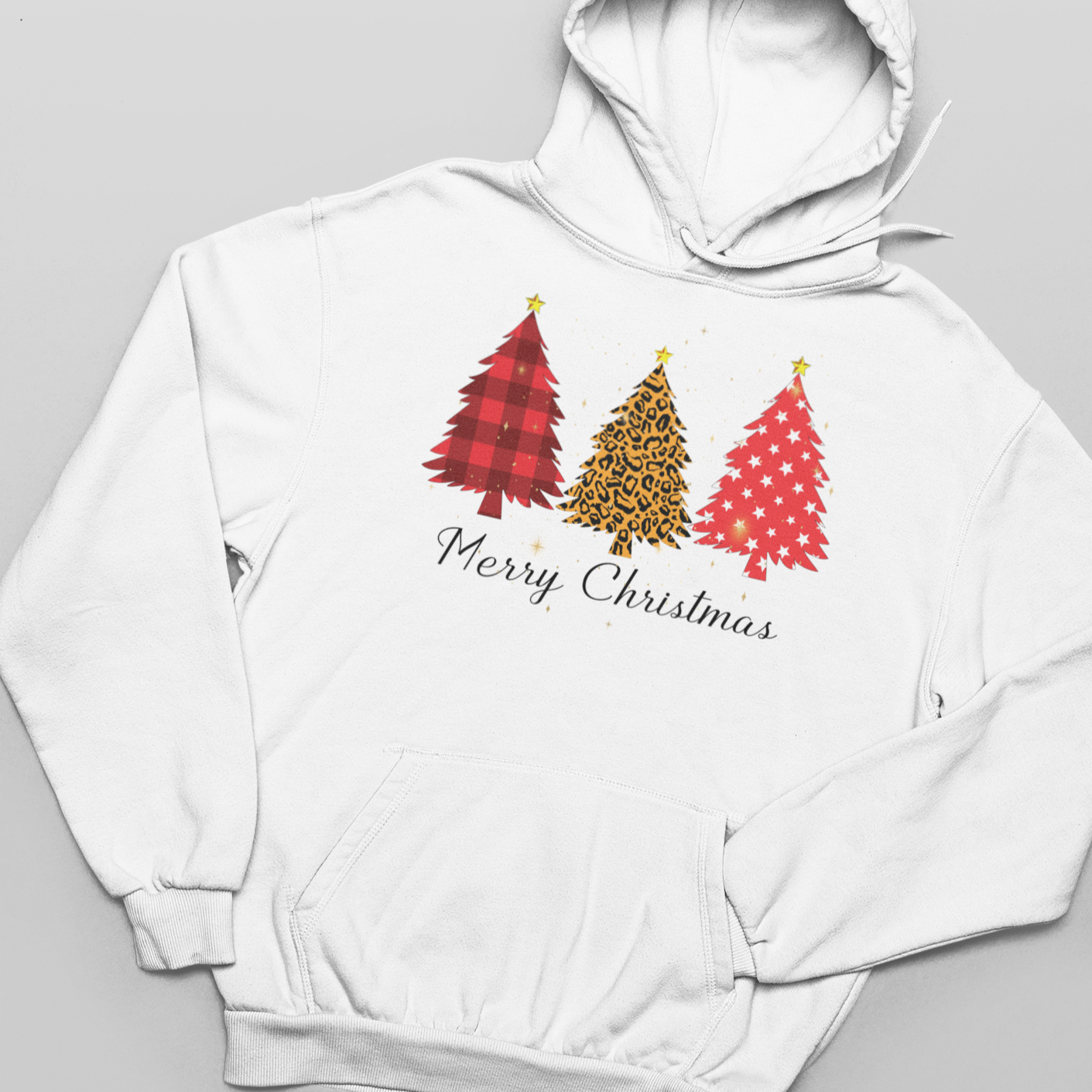 Merry Christmas Tree Wrapping Paper - Unisex Pullover Hoodie