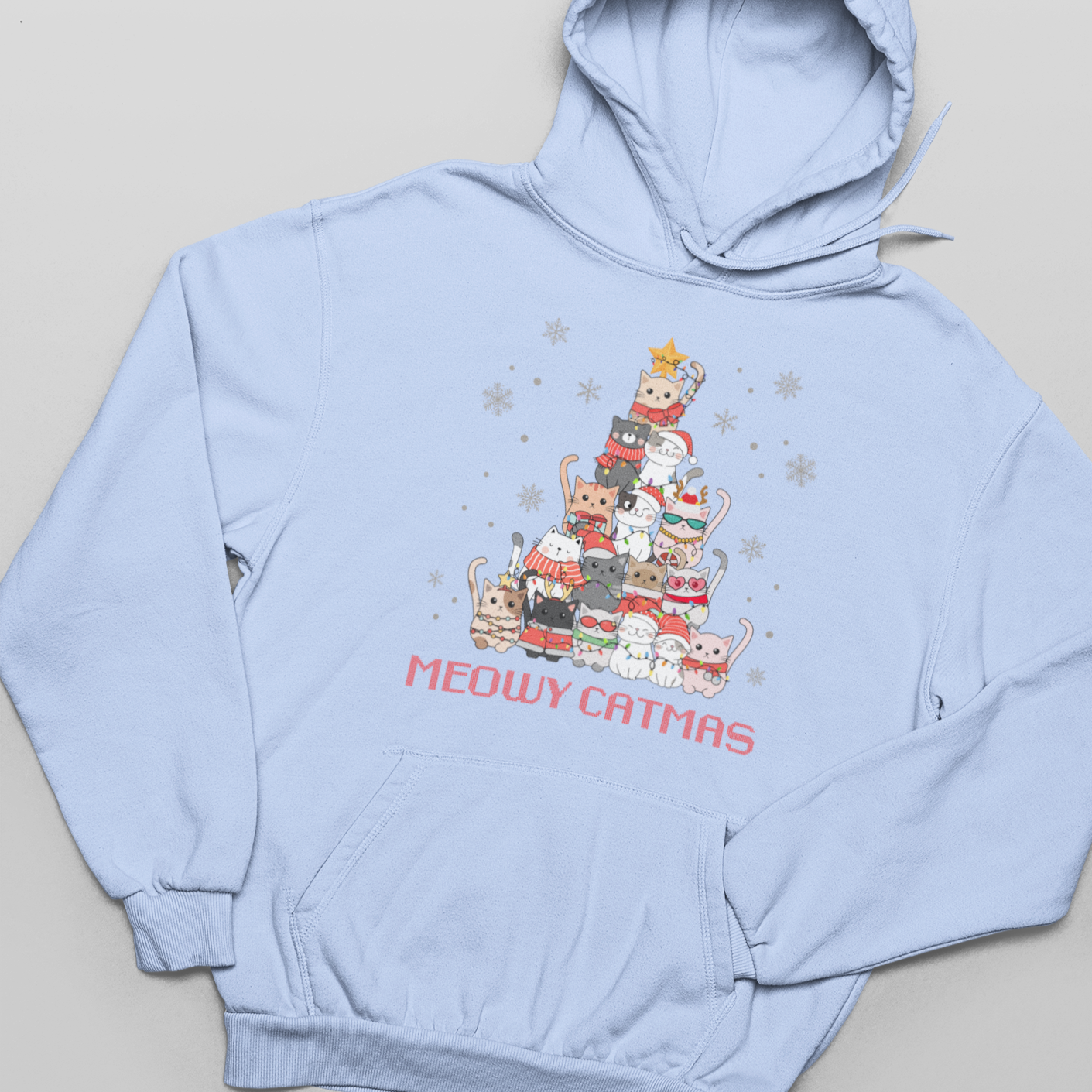 Meowy Catmas - Sudadera con capucha unisex