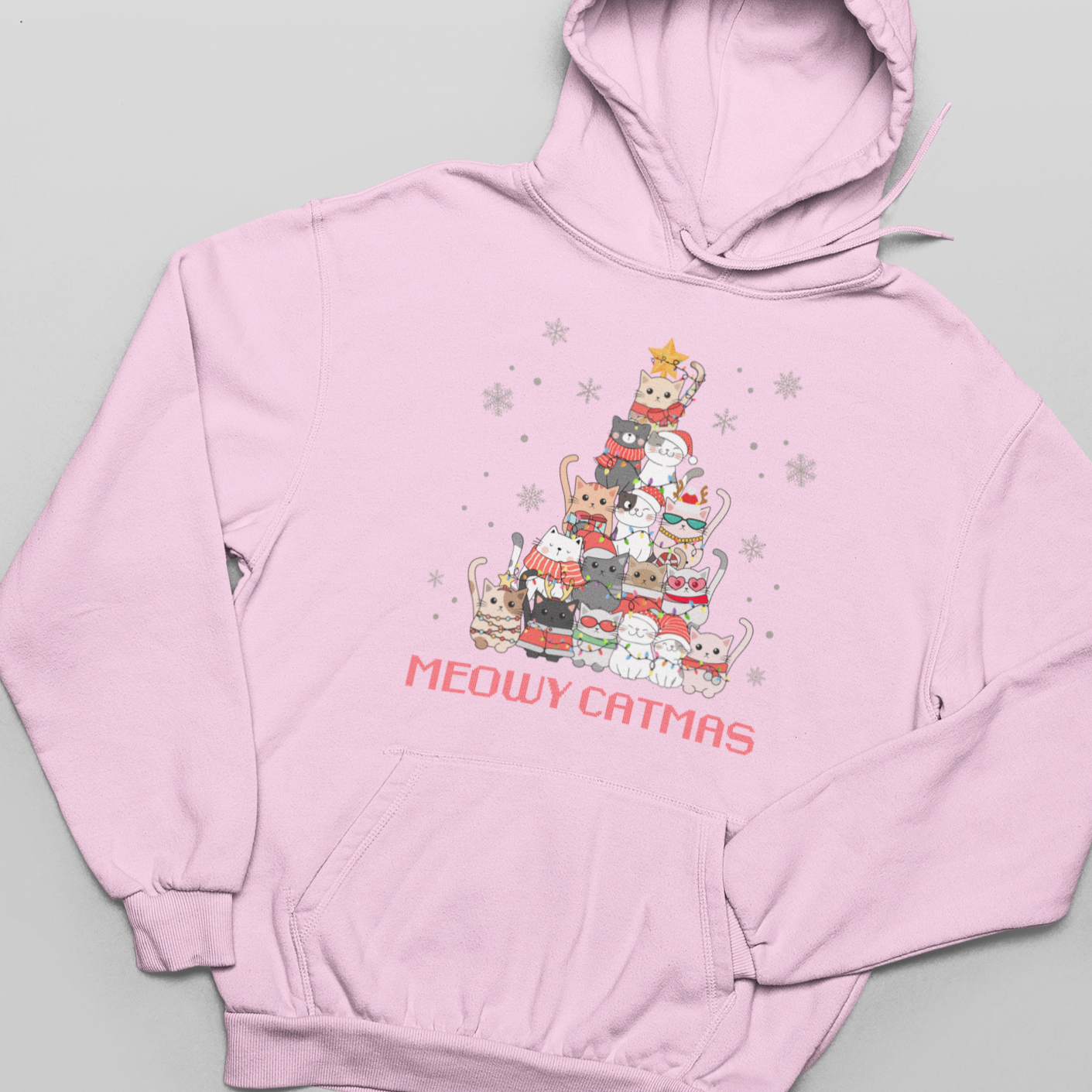 Meowy Catmas - Sudadera con capucha unisex