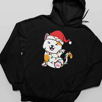 Everything Is Fine, Tangle Christmas Cat - Unisex Pullover Hoodie