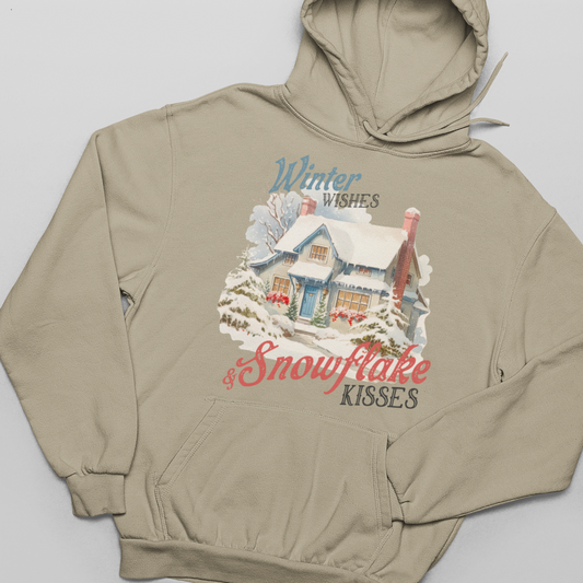 Winter Wishes 7 Snowflake Kisses, Christmas, Winter - Unisex Pullover Hoodie