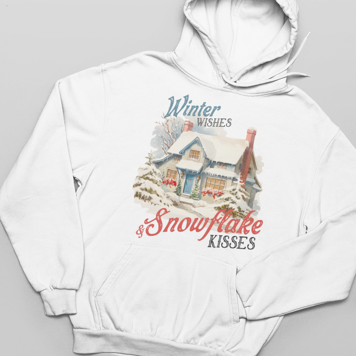 Winter Wishes 7 Snowflake Kisses, Christmas, Winter - Unisex Pullover Hoodie