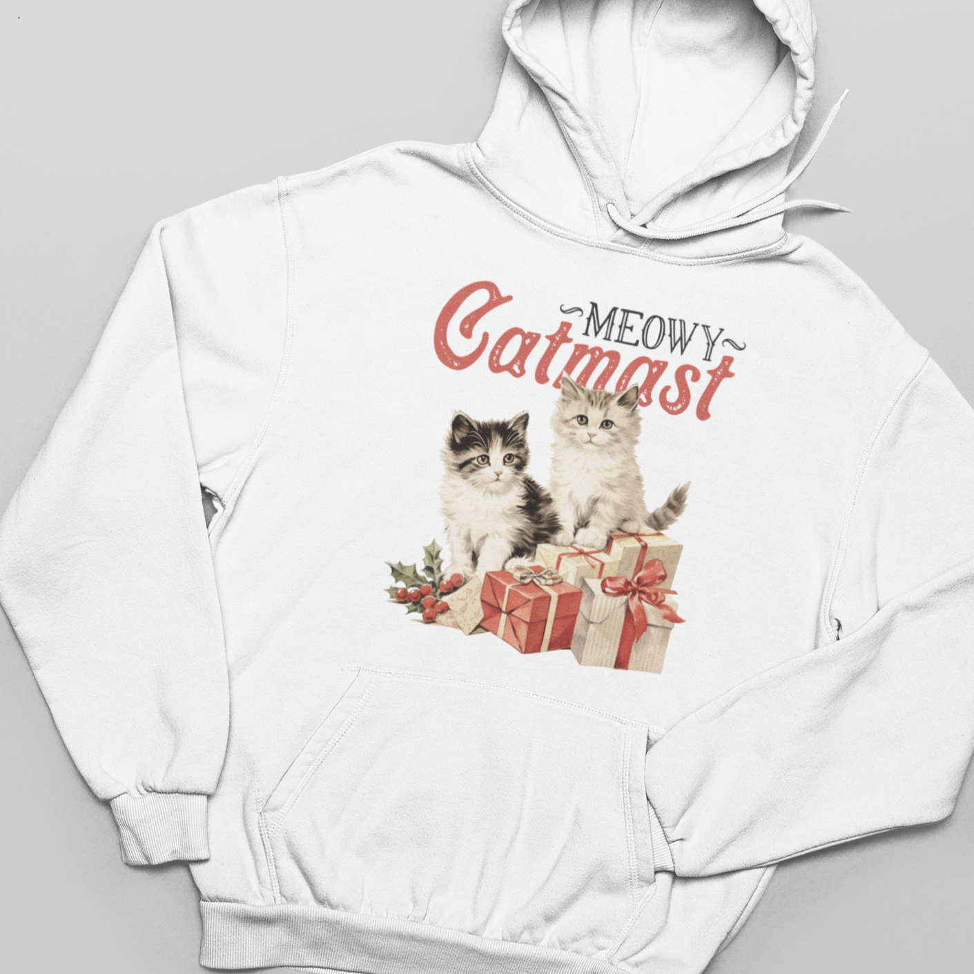 Meowy Catmas, Christmas, Winter - Unisex Pullover Hoodie