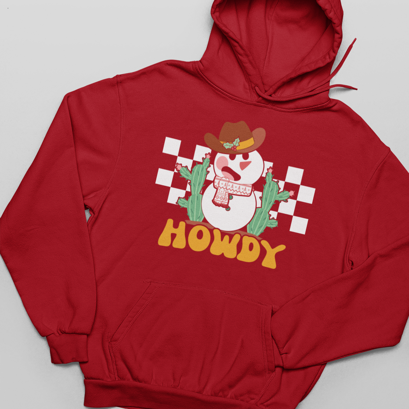 Howdy, Western Snowman, Christmas, Winter - Unisex Pullover Hoodie