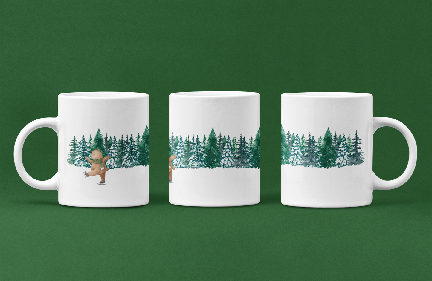 Christmas Bear, Full Wrap-Around - 11 & 15 oz. White Mug