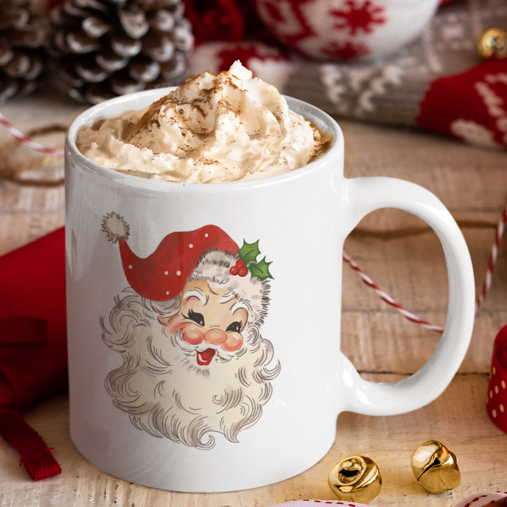 Santa, Full Wrap-Around - 11 & 15 oz. White Mug