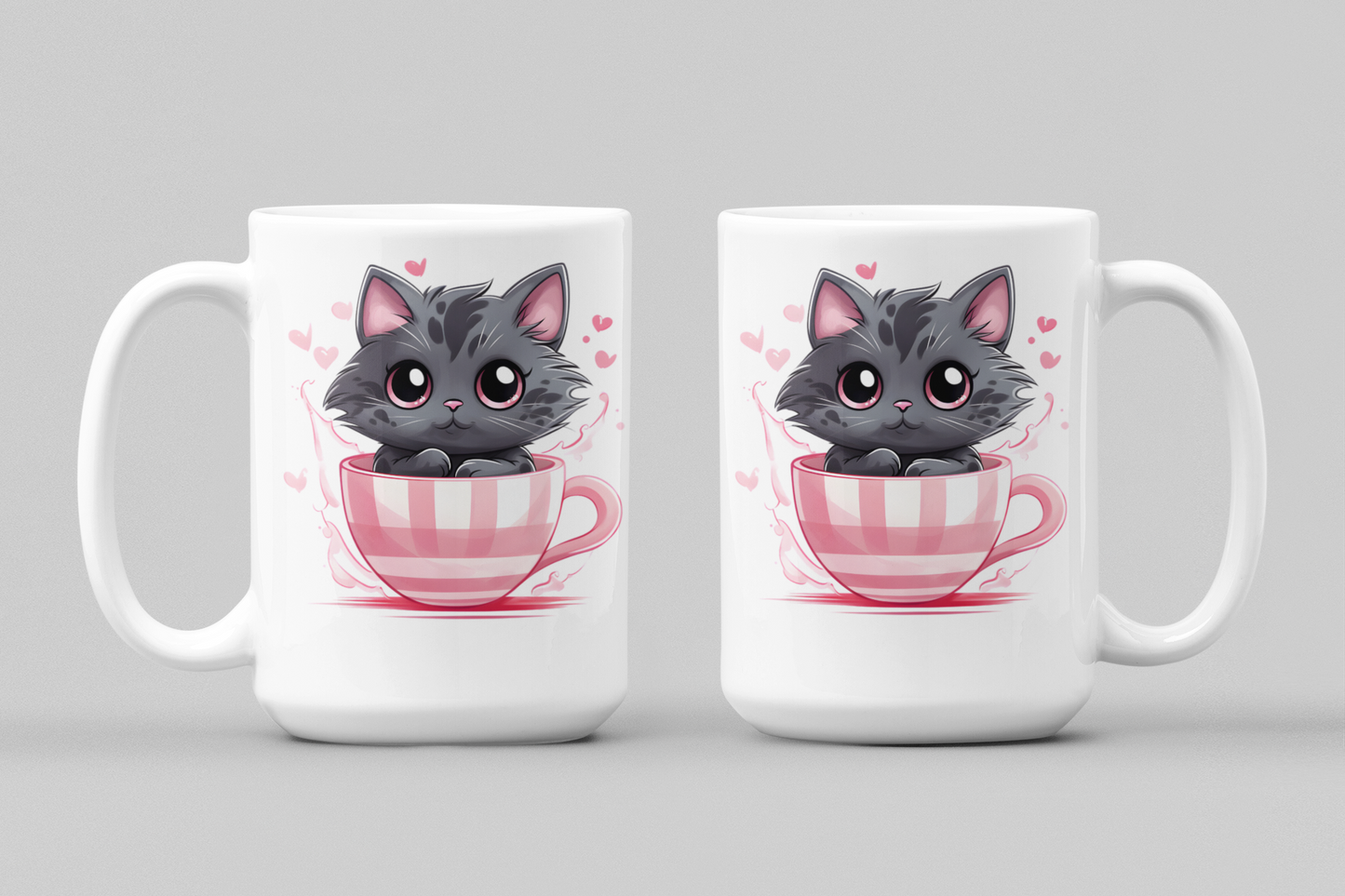 Cute Kitty, Teacup, Full Wrap-Around - 11 & 15 oz. White Mug