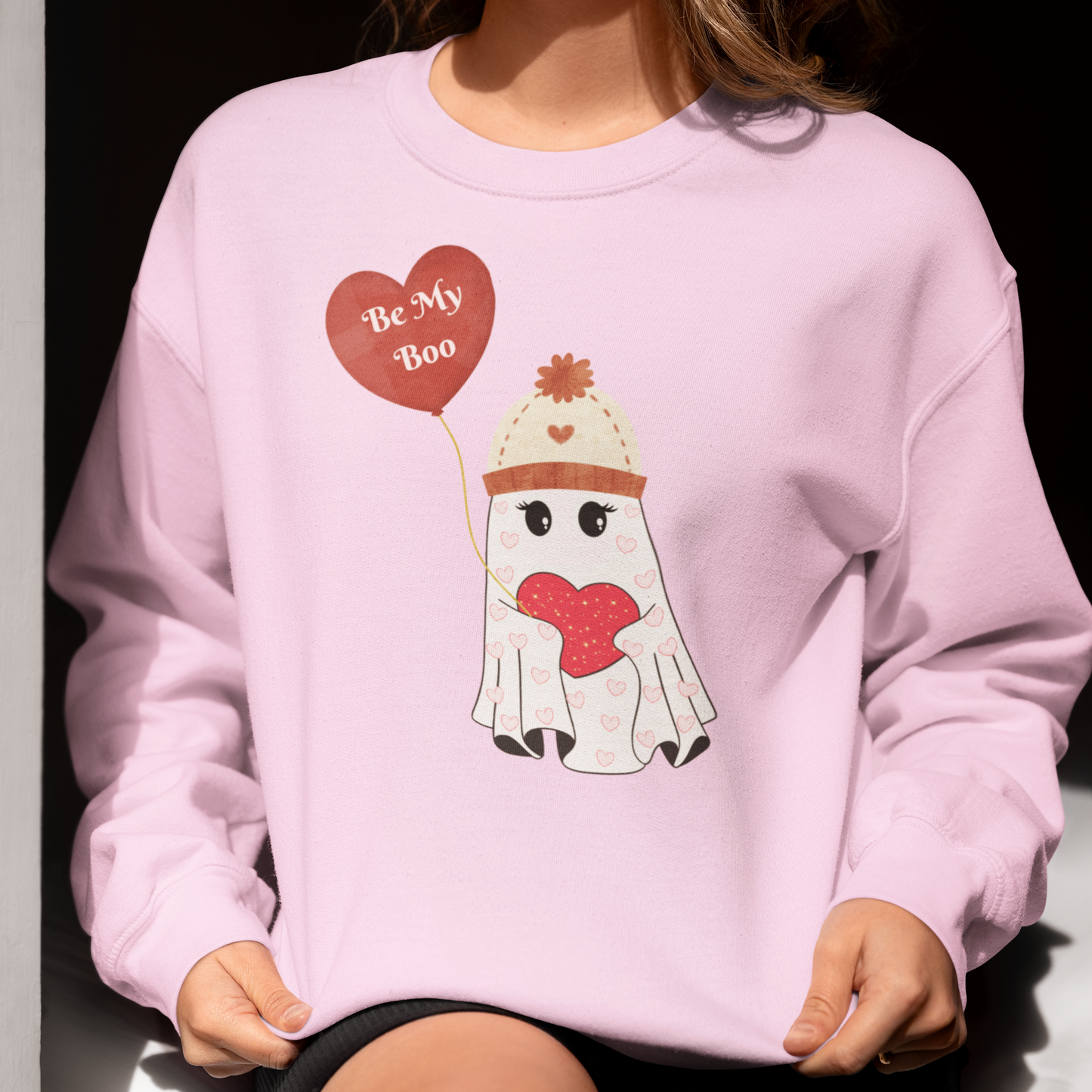 Be My Boo, Ghost Valentine- Ladies Sweatshirt, Valentine's Day, Winter